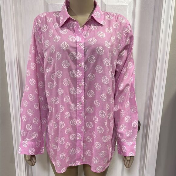 TALBOTS COTTON BUTTON FRONT SHIRT-TREE OF LIFE. - Picture 3 of 9